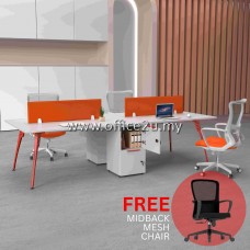 COMBO-AR4K : AERO SERIES 4-SEATERS WORKSTATION WITH UTOPIO MIDBACK MESH CHAIR